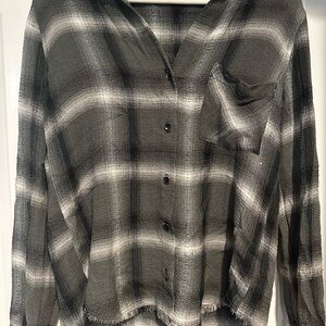 Cloth & Stone Charcoal green  Plaid Shirt